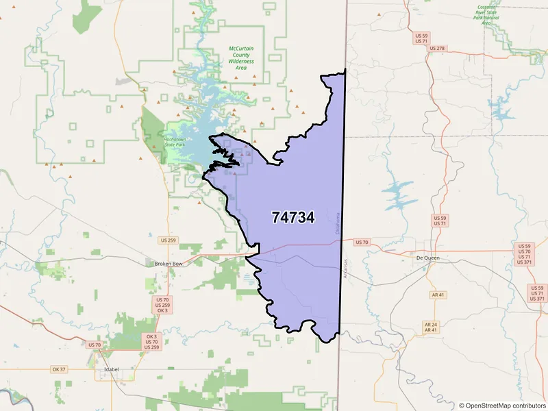 Map of Eagletown, Oklahoma and ZIP codes
