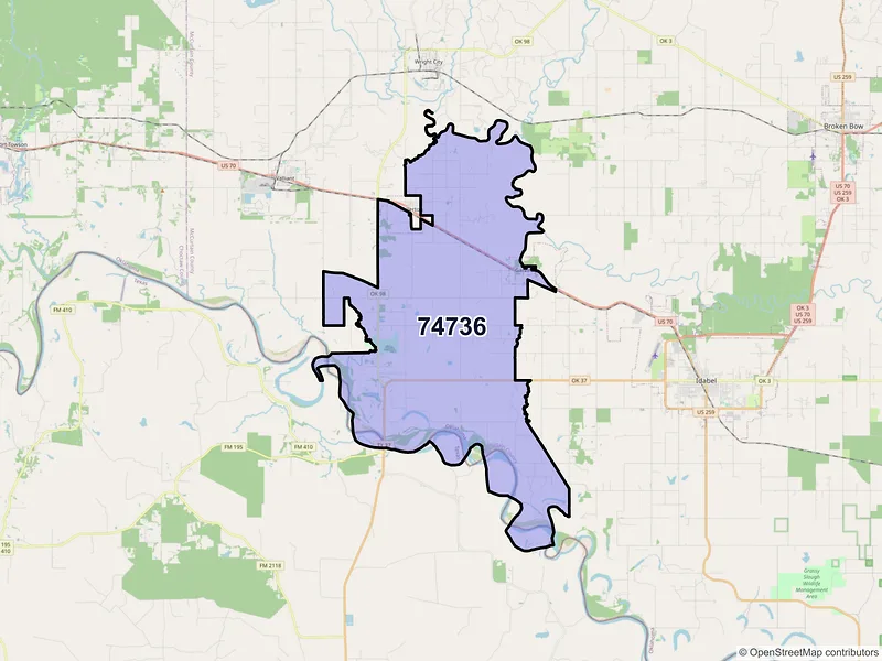 Map of ZIP Code 74736 — Garvin, OK