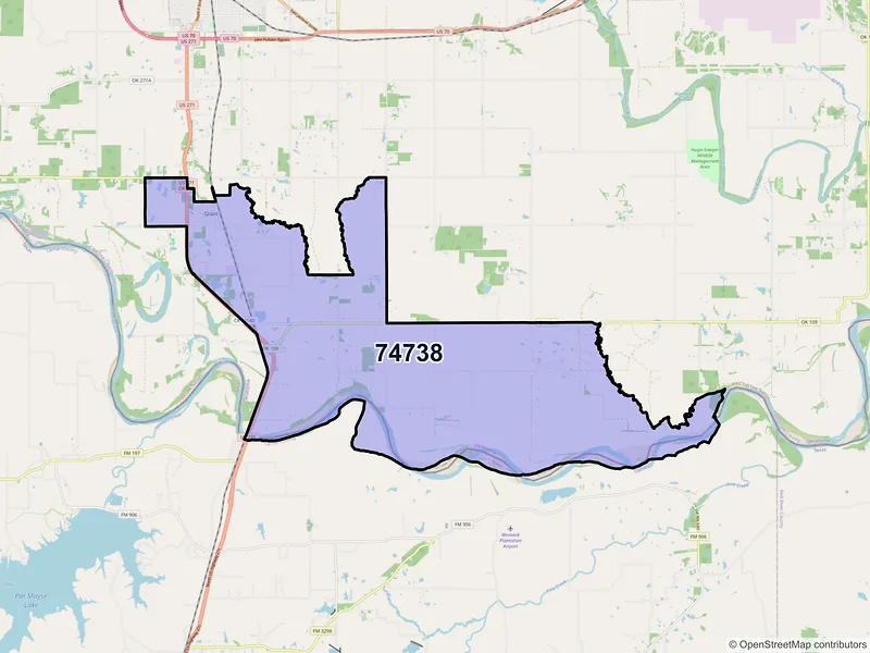 Map of ZIP Code 74738 — Grant, OK