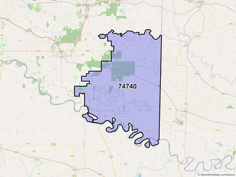 Map of ZIP Code 74740 — Haworth, OK