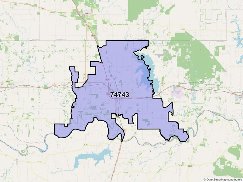 Map of ZIP Code 74743 — Hugo, OK