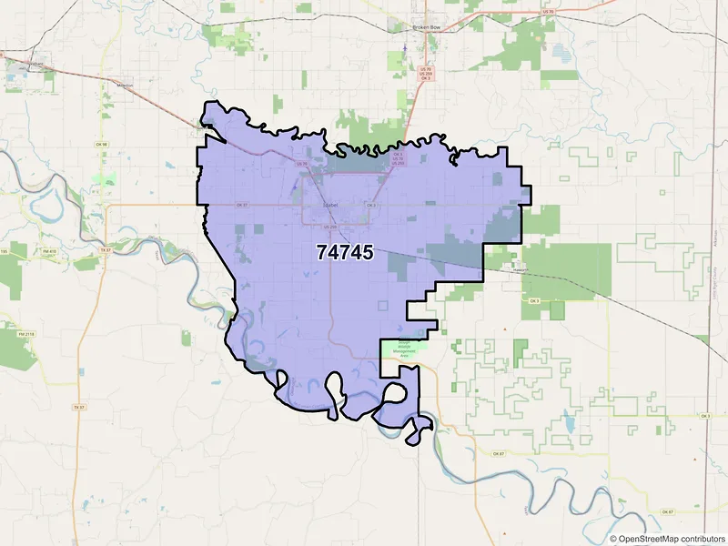 Map of ZIP Code 74745 — Idabel, OK