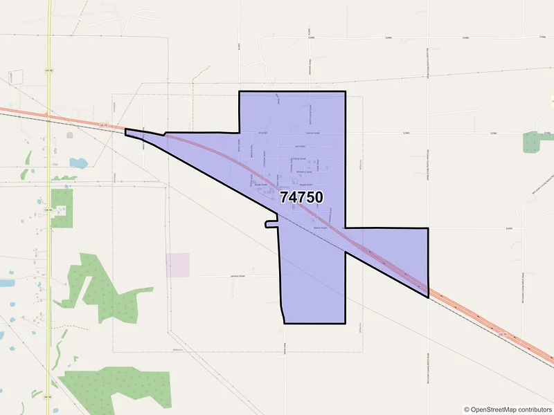 Map of Millerton, Oklahoma and ZIP codes