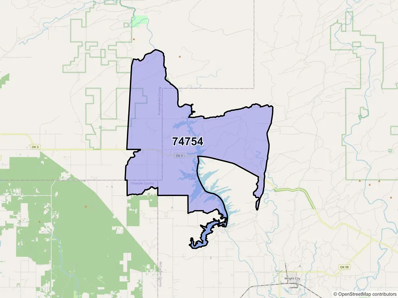 Map of Ringold, Oklahoma and ZIP codes