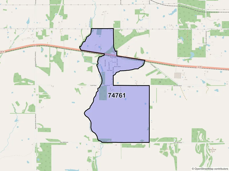 Map of Swink, Oklahoma and ZIP codes