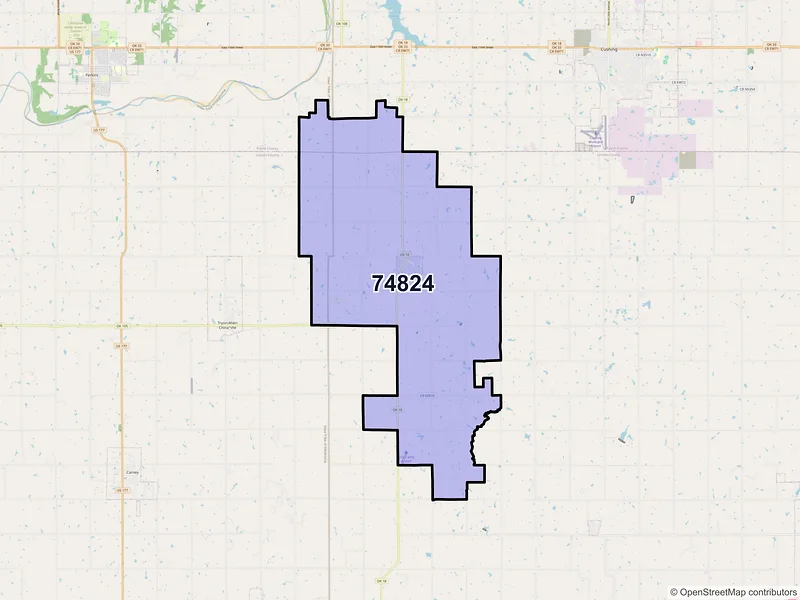 Map of ZIP Code 74824 — Agra, OK