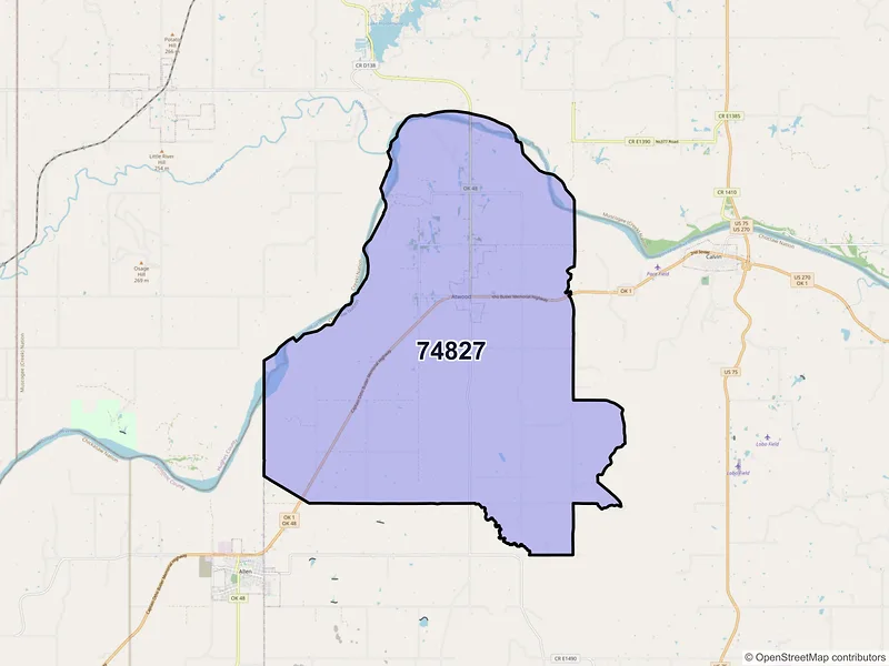 Map of ZIP Code 74827 — Atwood, OK