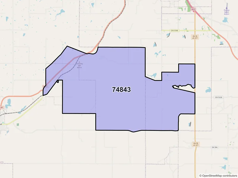Map of ZIP Code 74843 — Fitzhugh, OK