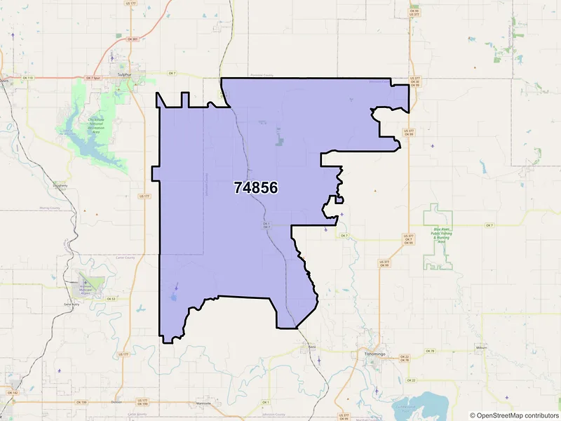 Map of ZIP Code 74856 — Mill Creek, OK