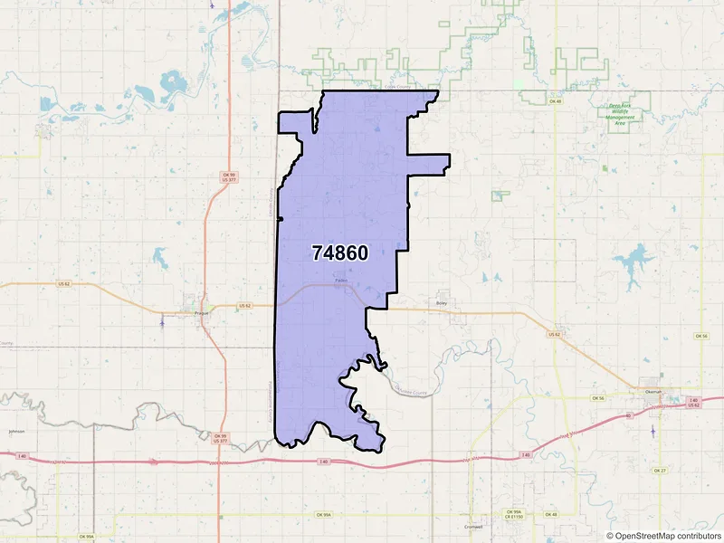 Map of ZIP Code 74860 — Paden, OK