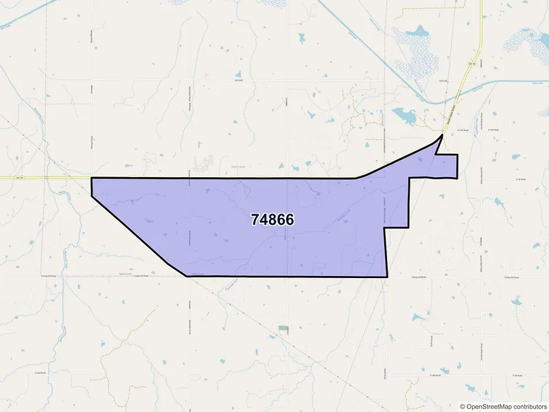 Map of Saint Louis, Oklahoma and ZIP codes