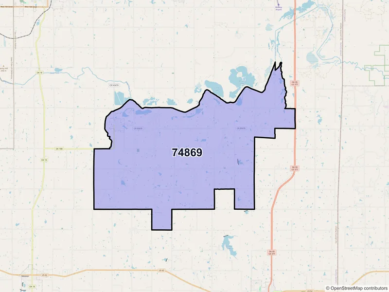Map of ZIP Code 74869 — Sparks, OK