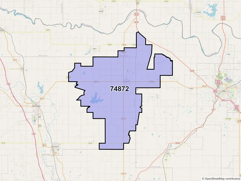 Map of ZIP Code 74872 — Stratford, OK