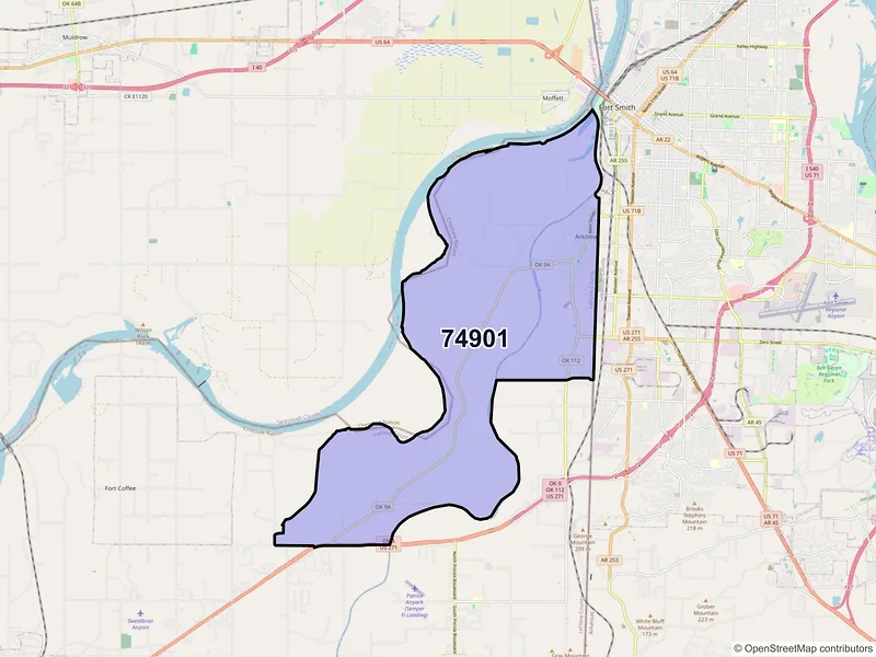 Map of ZIP Code 74901 — Arkoma, OK