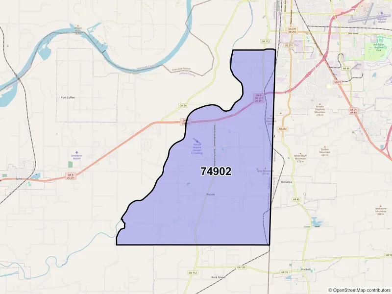 Map of ZIP Code 74902 — Pocola, OK