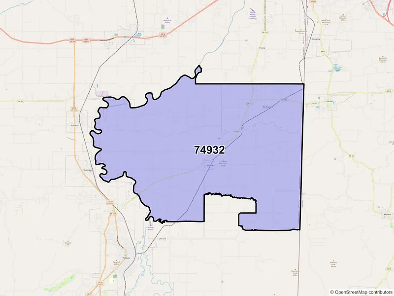 Map of ZIP Code 74932 — Cameron, OK