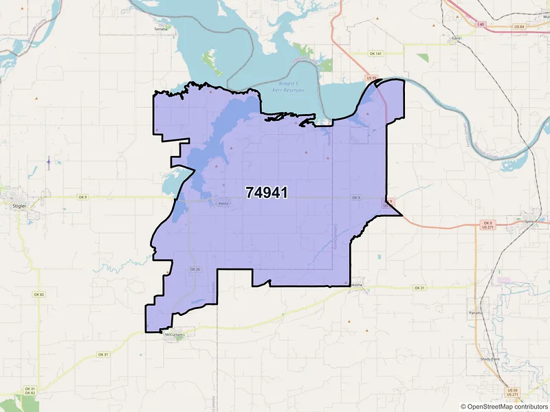 Map of ZIP Code 74941 — Keota, OK