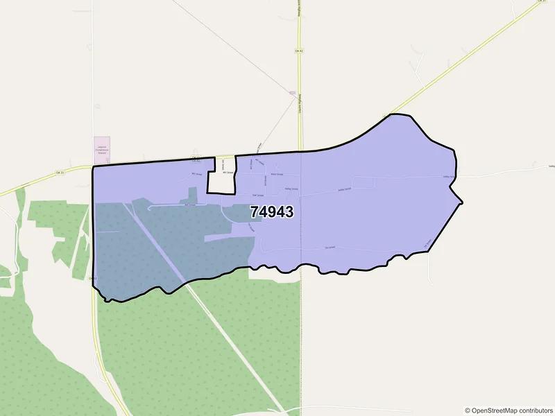 Map of Lequire, Oklahoma and ZIP codes