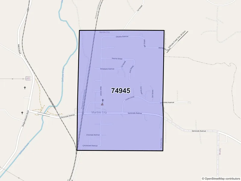 Map of Marble City, Oklahoma and ZIP codes