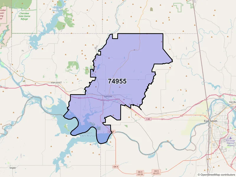 Map of ZIP Code 74955 — Sallisaw, OK