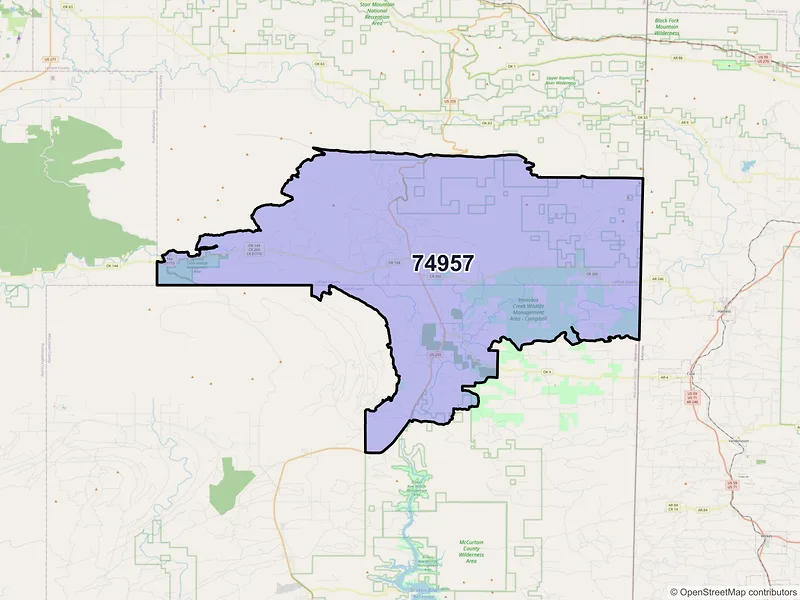 Map of ZIP Code 74957 — Smithville, OK