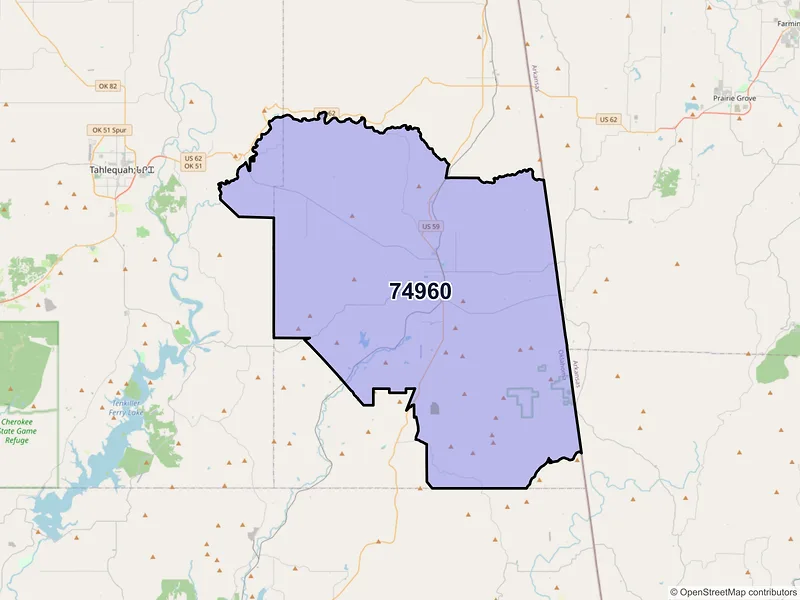 Map of Stilwell, Oklahoma and ZIP codes