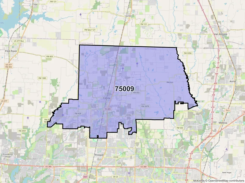 Map of ZIP Code 75009 — Celina, TX