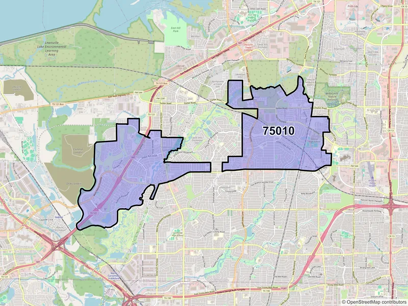 Map of ZIP Code 75010 — Carrollton, TX