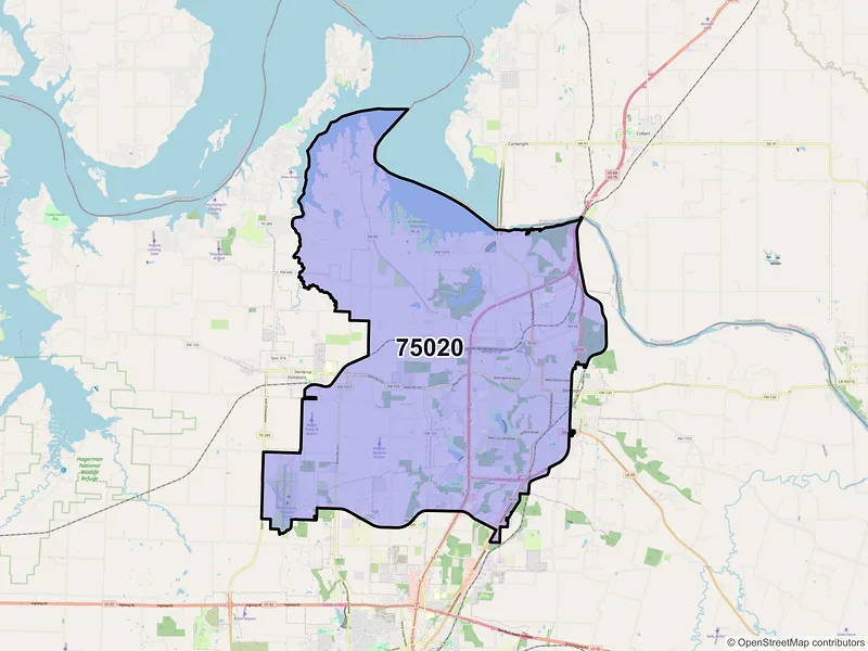 Map of ZIP Code 75020 — Denison, TX