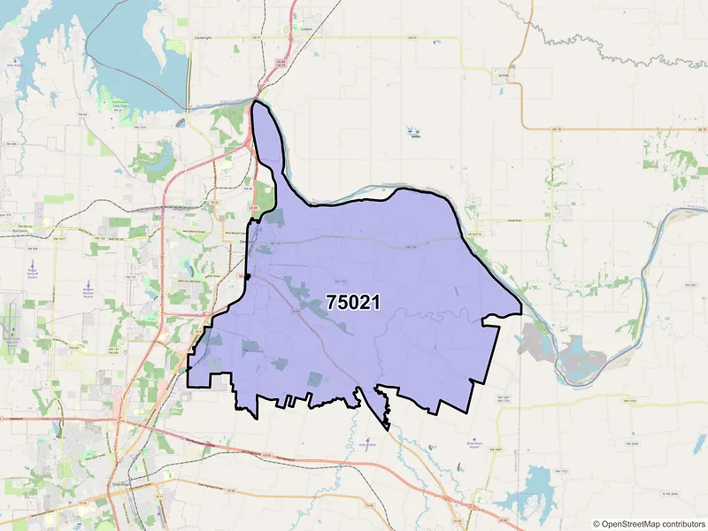 Map of ZIP Code 75021 — Denison, TX
