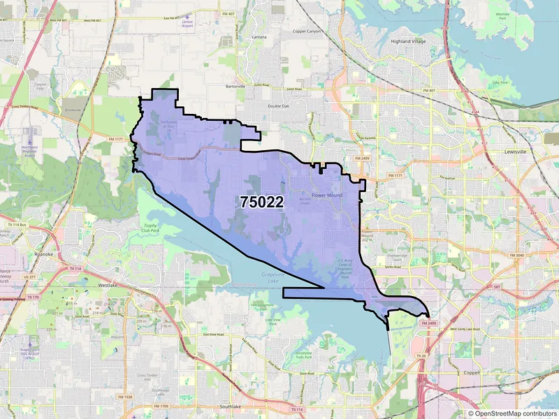 Map of ZIP Code 75022 — Flower Mound, TX