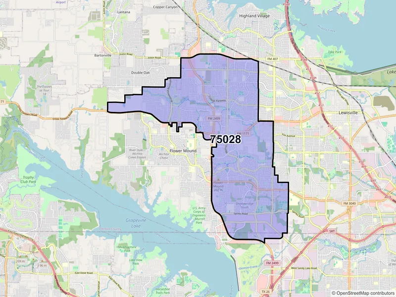 Map of ZIP Code 75028 — Flower Mound, TX