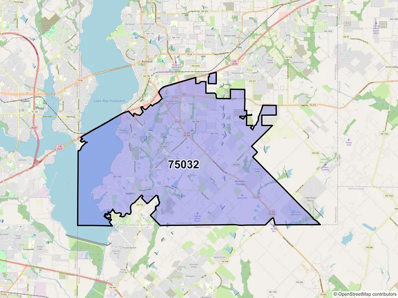 Map of ZIP Code 75032 — Rockwall, TX