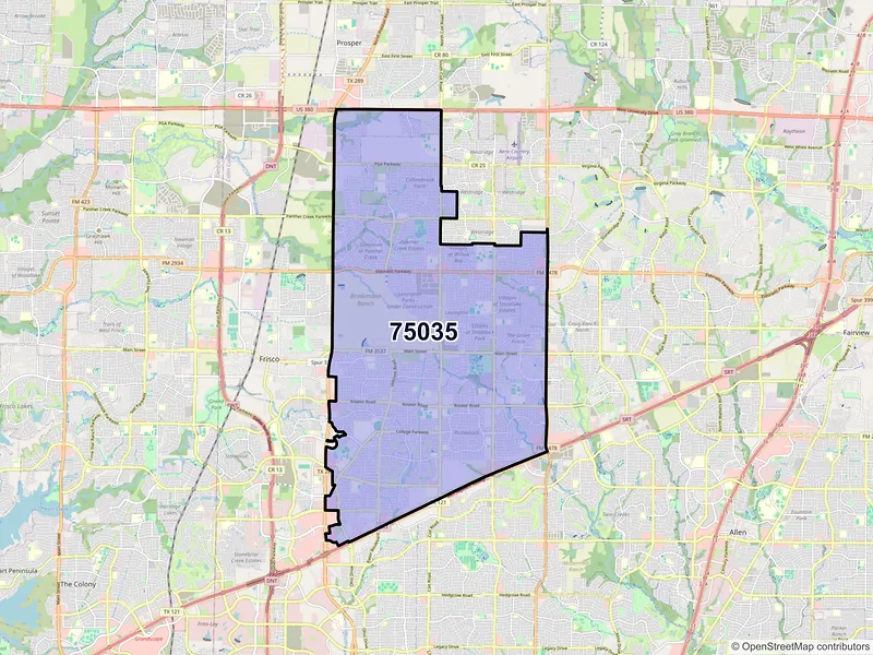 Map of ZIP Code 75035 — Frisco, TX