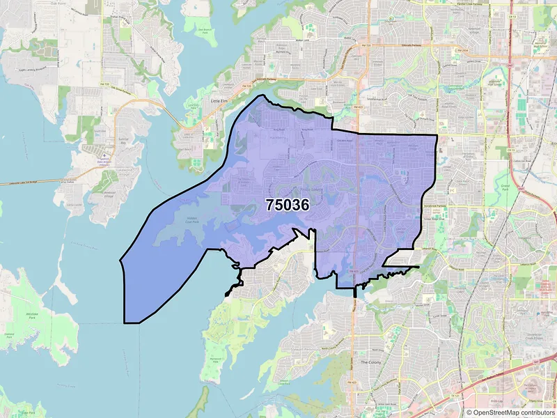 Map of ZIP Code 75036 — Frisco, TX