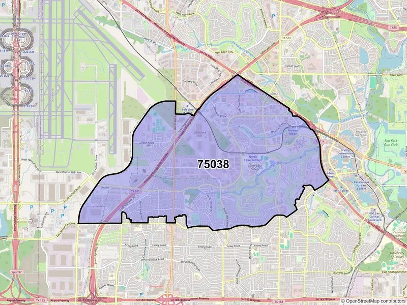 Map of ZIP Code 75038 — Irving, TX