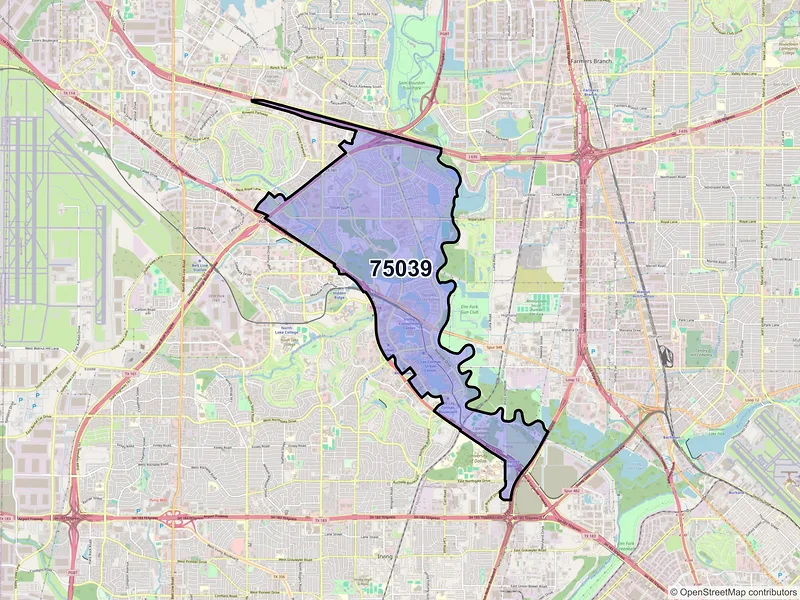 Map of ZIP Code 75039 — Irving, TX