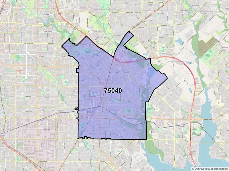 Map of ZIP Code 75040 — Garland, TX