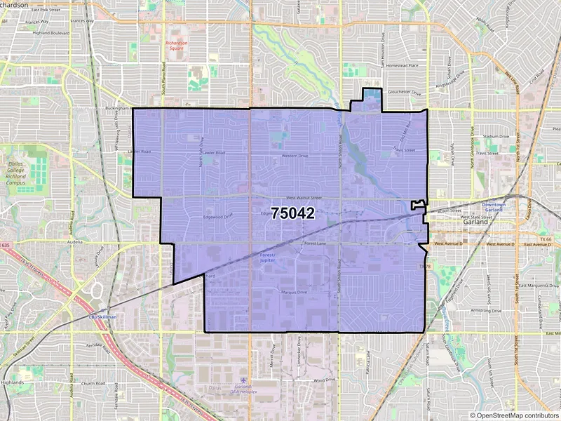 Map of ZIP Code 75042 — Garland, TX