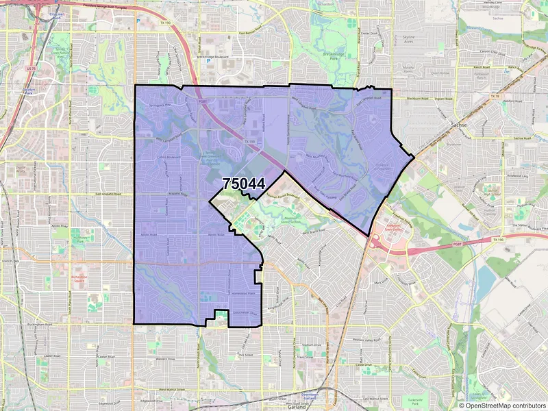 Map of ZIP Code 75044 — Garland, TX