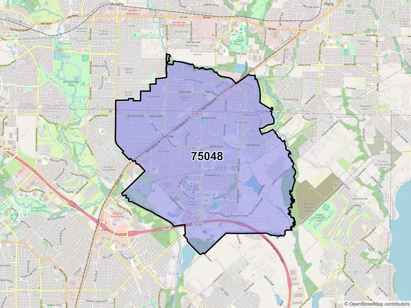 Map of ZIP Code 75048 — Sachse, TX