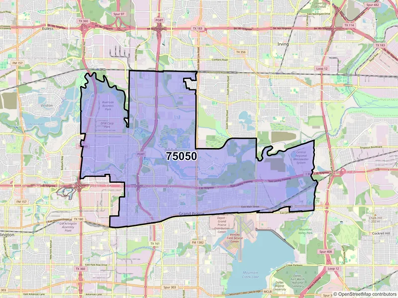 Map of ZIP Code 75050 — Grand Prairie, TX