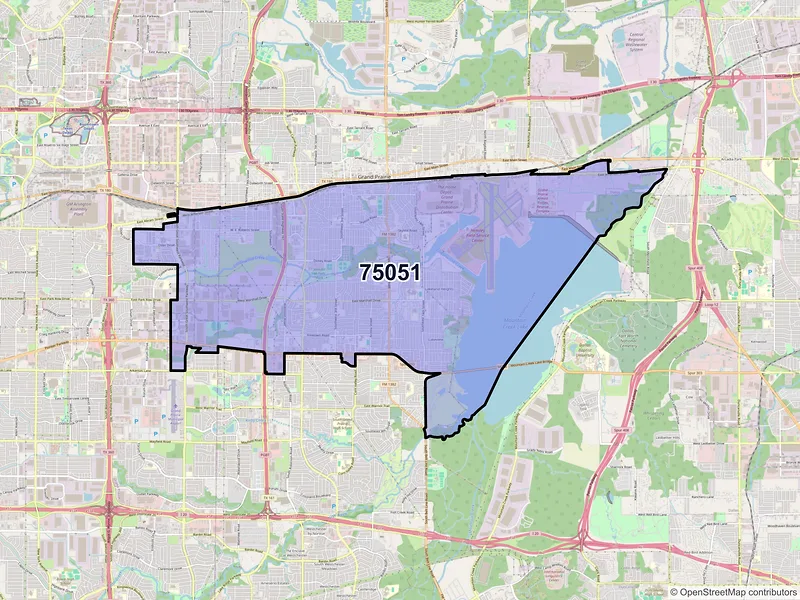 Map of ZIP Code 75051 — Grand Prairie, TX