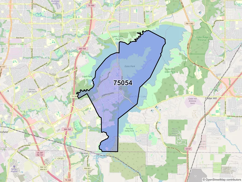 Map of ZIP Code 75054 — Grand Prairie, TX