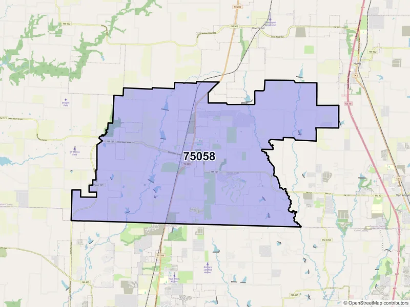 Map of ZIP Code 75058 — Gunter, TX