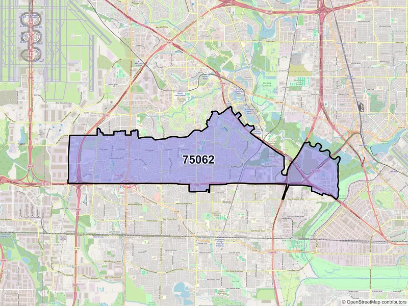 Map of ZIP Code 75062 — Irving, TX