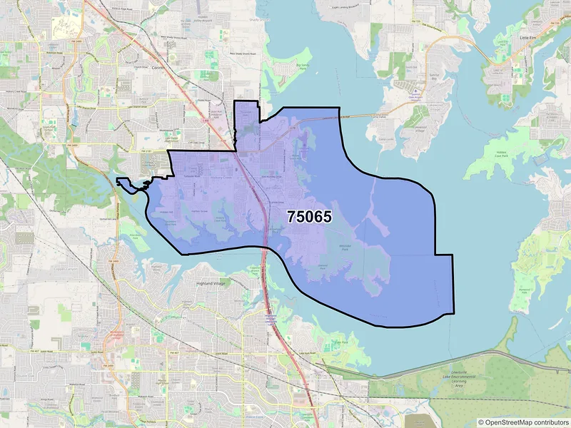 Map of ZIP Code 75065 — Lake Dallas, TX