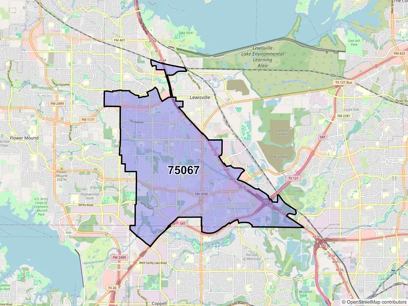 Map of ZIP Code 75067 — Lewisville, TX