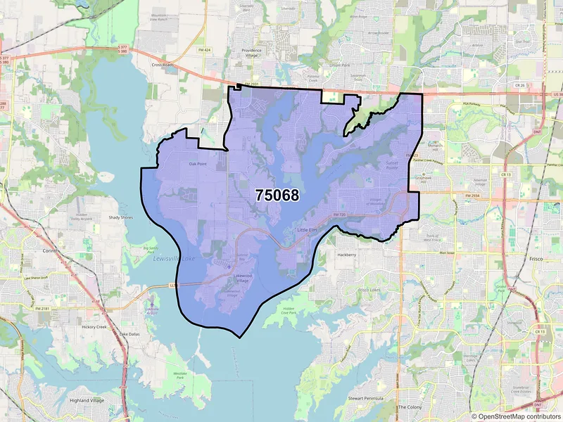 Map of Little Elm, Texas and ZIP codes