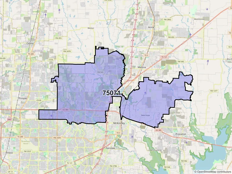Map of ZIP Code 75071 — Mckinney, TX